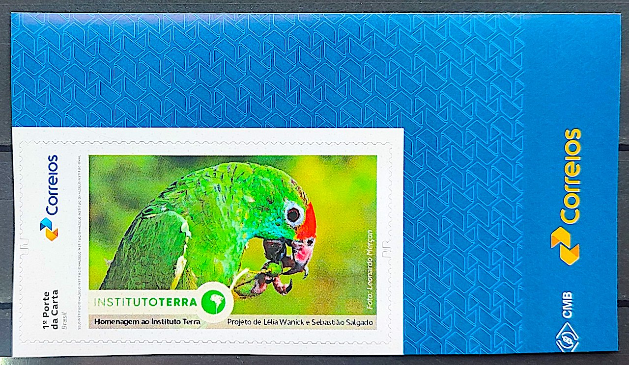 SI 120 Selo Institucional Instituto Terra Fauna Periquito 2025 Vinheta Correios