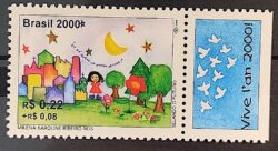 C 2238 Selo Selando o Futuro Mapa Estrela Sol 2000 Vinheta