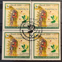 C 2249 Selo Telecom 2000 UIT Comunicacao Mapa Descobrimento do Brasil Quadra CBC RJ 2