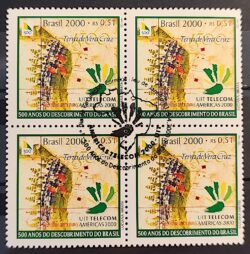 C 2249 Selo Telecom 2000 UIT Comunicacao Mapa Descobrimento do Brasil Quadra CBC RJ MH