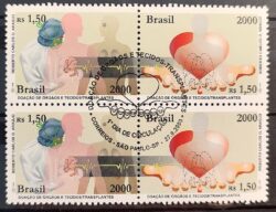 C 2341 Selo Doacao de Orgaos e Tecidos Ciencia Saude Coracao Maos 2000 Quadra CBC SP 2