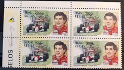 C 2346 Selo Automobilismo Ayrton Senna Formula 1 Carro 2000 1 Quadra Vinheta Descobrimento