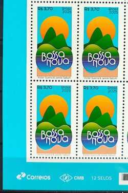 C 4186 Selo Bossa Nova Musica Violao Pao de Acucar Sol 2025 Quadra Vinheta Correios