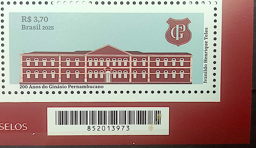 C 4187 Selo Ginasio Pernambucano Educacao Brasao Arquitetura 2025 Codigo de Barras