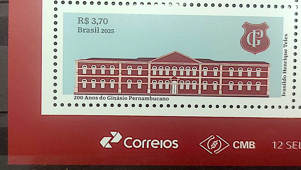 C 4187 Selo Ginasio Pernambucano Educacao Brasao Arquitetura 2025 Vinheta Correios