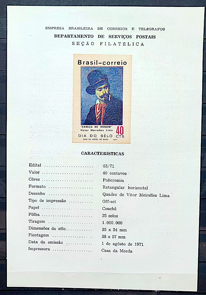 Edital 1971 63 Dia do Selo Pintura Arte Sem Selo