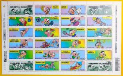 C 2301 Selo Olimpiadas Turma da Monica Quadrinhos Desenho Crianca 2000 Folha Serie Completa