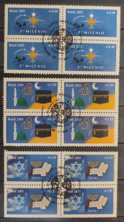 C 2355 Selo Novo Milenio Judaismo Israel Islamismo Catolicismo 2001 Serie Completa Quadra CBC DF