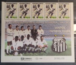 C 2376 Selo Campeoes da Libertadores Futebol Santos Pele 2001 Vinheta