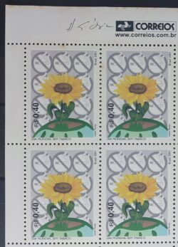 C 2380 Selo Dia Mundial Sem Tabaco Flor 2001 Quadra Vinheta Correios 2