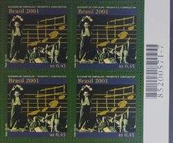 C 2397 Selo Eleazar de Carvalho Musica Maestro 2001 Quadra Codigo de Barras
