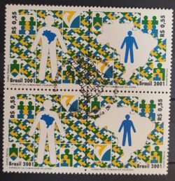 C 2402 Selo Programas do Conselho da Comunidade Solidaria Bandeira Mapa 2001 Quadra CBC DF