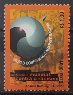 C 2405 Selo Conferência Mundial Contra o Racismo Direito 2001 Circulado 1