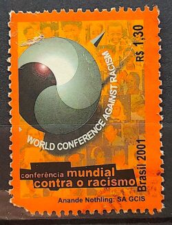 C 2405 Selo Conferência Mundial Contra o Racismo Direito 2001 Circulado 3