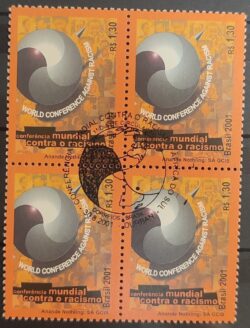 C 2405 Selo Conferencia Mundial Contra o Racismo Direito 2001 Quadra CBC Durban