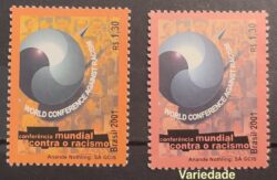 C 2405 Selo Conferencia Mundial Contra o Racismo Direito 2001 Variedade de Cor