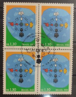 C 2408 Selo Dia Mundial dos Correios Dialogo entre as Civilizacoes 2001 Quadra CBC DF