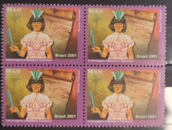 C 2418 Selo Madalena Caramuru Mulher Alfabetizada indio 2001 Quadra
