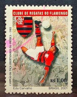 C 2430 Selo Campeoes da Libertadores Futebol Flamengo 2001 Circulado 2