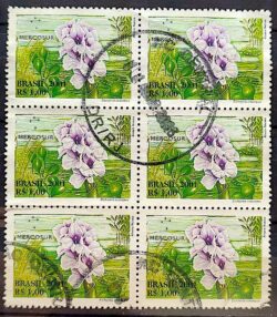 C 2439 Selo Flora do Mercosul Aguape Flor 2001 Sextilha Circulado