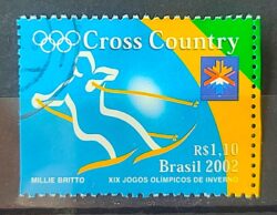 C 2442 Selo Jogos Olimpicos de Inverno Esporte Cross Country 2002 Circulado 1