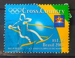 C 2442 Selo Jogos Olimpicos de Inverno Esporte Cross Country 2002 Circulado 2