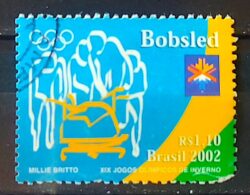 C 2444 Selo Jogos Olimpicos de Inverno Esporte Bobsled 2002 Circulado 2