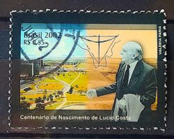 C 2445 Selo Lucio Costa Arquitetura Brasilia 2002 Circulado 1