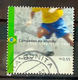 C 2450 Selo Campeoes Mundo Futebol Bandeira Italia Alemanha Franca 2002 Circulado 1