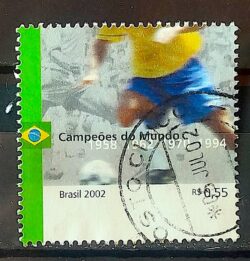 C 2450 Selo Campeoes Mundo Futebol Bandeira Italia Alemanha Franca 2002 Circulado 2