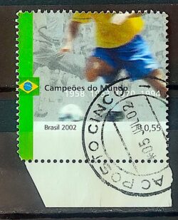 C 2450 Selo Campeoes Mundo Futebol Bandeira Italia Alemanha Franca 2002 Circulado 3