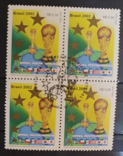 C 2469 Selo Futebol Bandeira Suecia Chile Mexico Estados Unidos Coreia do Sul Japao 2002 Quadra CBC DF