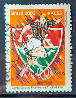 C 2471 Selo Centenario do Fluminense Futebol 2002 Circulado 1