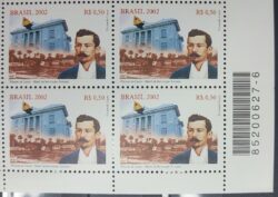 C 2478 Selo Placido de Castro Bandeira Acre 2002 Quadra Codigo de Barras