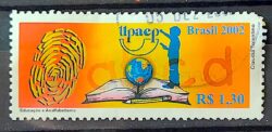 C 2492 Selo Educacao e Analfabetismo Livro Mapa UPAEP 2002 Circulado 2