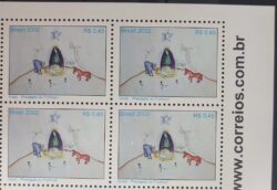 C 2495 Selo Natal Presepio de Portinari Arte Vaca Burro Religiao 2002 Quadra Vinheta Site