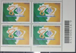 C 2496 Selo 80 Anos da Previdencia Social Governo 2002 Quadra Codigo de Barras