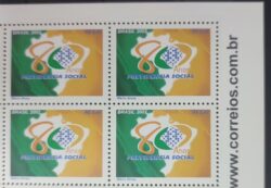 C 2496 Selo 80 Anos da Previdencia Social Governo 2002 Quadra Vinheta Site