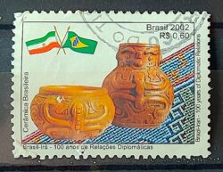 C 2505 Selo Relacoes Diplomaticas Bandeira Ira Arte Ceramica 2002 Circulado 1