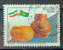 C 2505 Selo Relacoes Diplomaticas Bandeira Ira Arte Ceramica 2002 Circulado 2