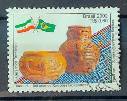 C 2505 Selo Relacoes Diplomaticas Bandeira Ira Arte Ceramica 2002 Circulado 3