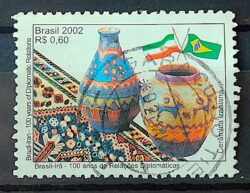C 2506 Selo Relacoes Diplomaticas Bandeira Ira Arte Ceramica 2002 Circulado 1