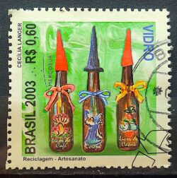 C 2519 Selo Reciclagem Artesanato Vidro 2003 Circulado 2