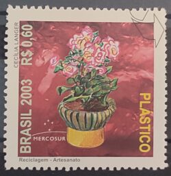 C 2521 Selo Reciclagem Artesanato Plastico Flor 2003