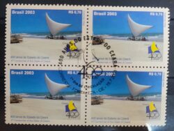 C 2525 Selo Estado do Ceara Praia Jangada Vela 2003 Quadra CBC CE