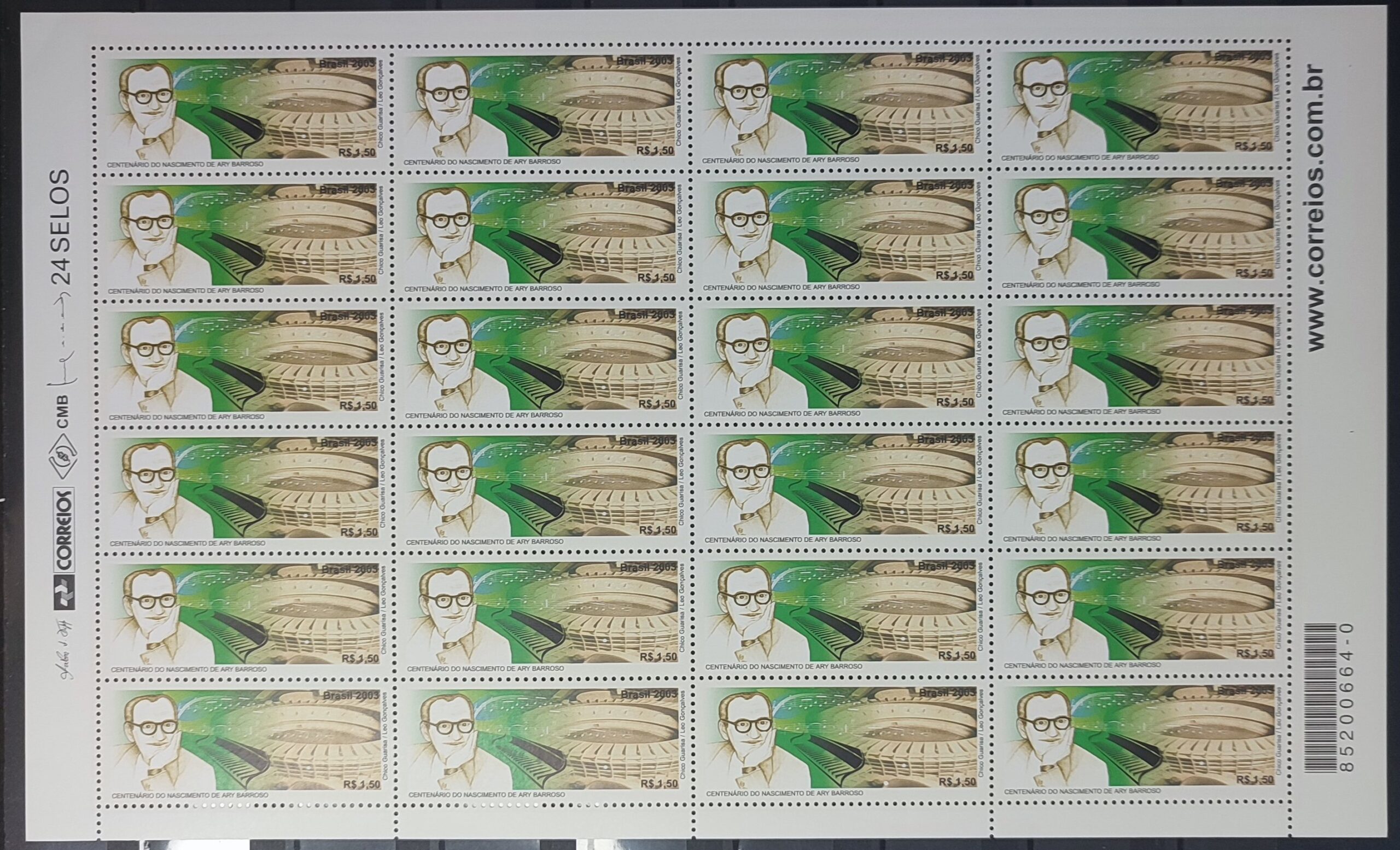 C 2546 Selo Ary Barroso Musica MPB 2003 Folha