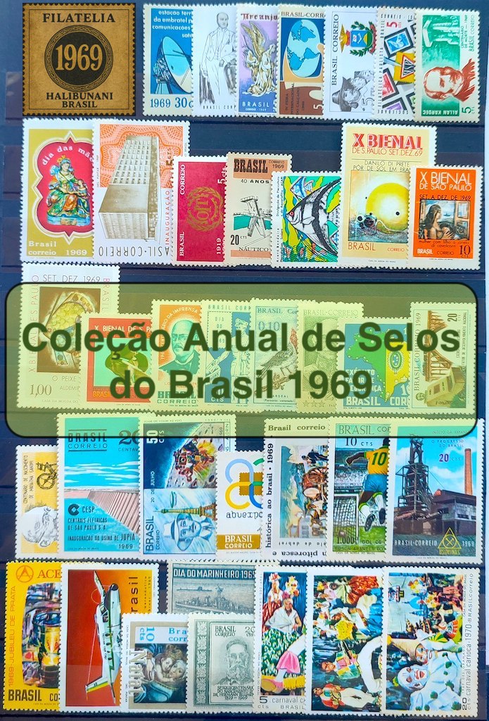 Colecao Anual de Selos do Brasil 1969 Comemorativos