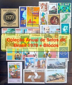 Colecao Anual de Selos do Brasil 1970 Comemorativos e Blocos