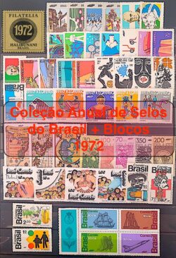 Colecao Anual de Selos do Brasil 1972 Comemorativos e Blocos