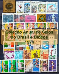 Colecao Anual de Selos do Brasil 1974 Comemorativos e Blocos